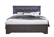 Pompei Metallic Grey Full Bed With Led - POMPEI-GR-FB-N