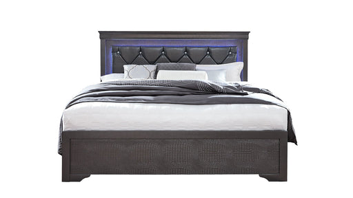 Pompei Metallic Grey Queen Bed With Led - POMPEI-GR-QB-N