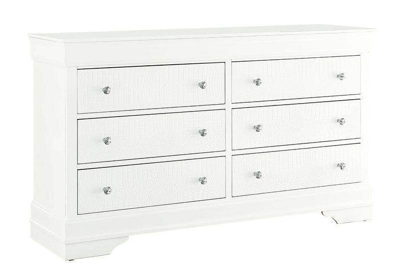 Pompei Metallic White Dresser - POMPEI-METALLIC WHITE-DR-N