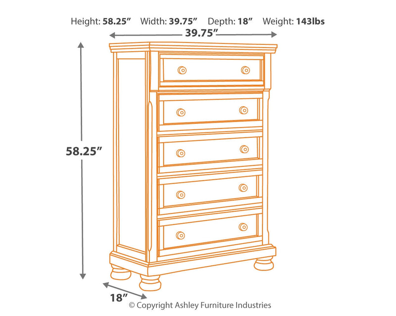Porter California King Panel Bed with Mirrored Dresser and Chest in Rustic Brown from Ashley - DMV Furniture