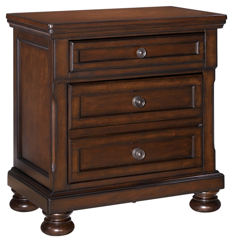 Porter King Panel Bed with Mirrored Dresser, Chest and Nightstand in Rustic Brown - PKG006252