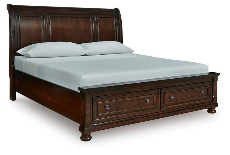 Porter Rustic Brown California King Sleigh Storage Bed - B697B47