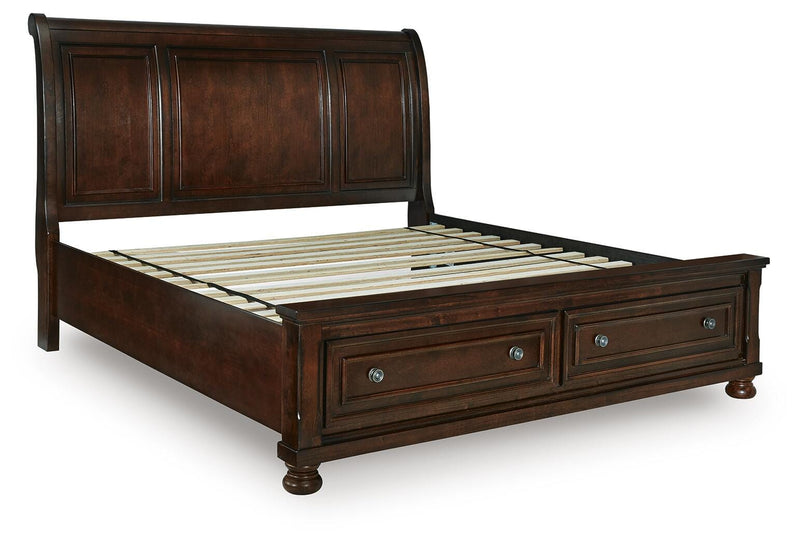 Porter Rustic Brown California King Sleigh Storage Bed - B697B47