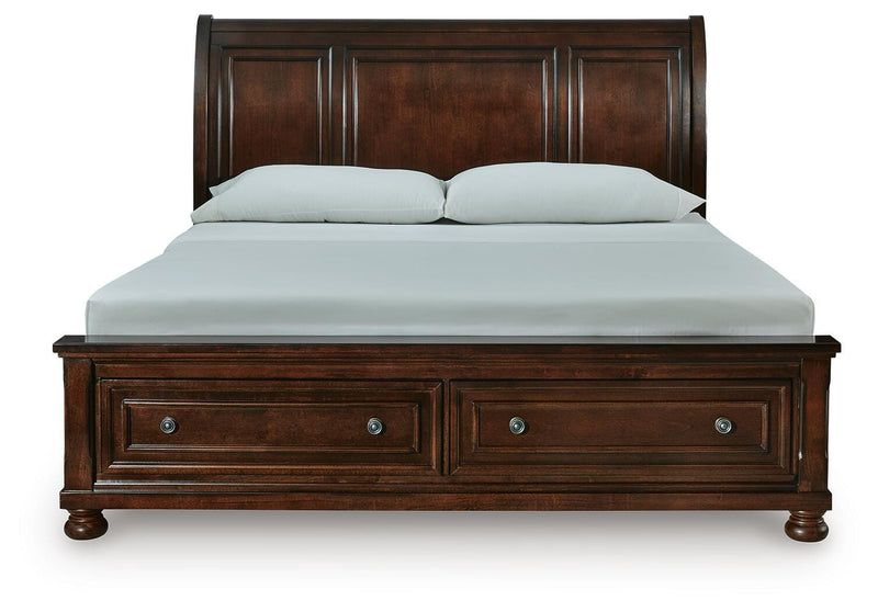 Porter Rustic Brown California King Sleigh Storage Bed - B697B47