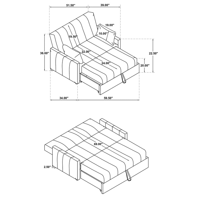 Portland Boucle Upholstered Sleeper Sofa Bed Copper - 350145