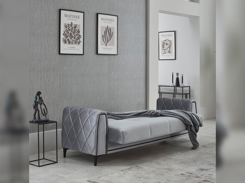 Porto 3-pieces (Sofa & Loveseat & Chair) Livingroom in Light Grey - Black - 200-SIM-POR-VELVET405-VELVET412-321