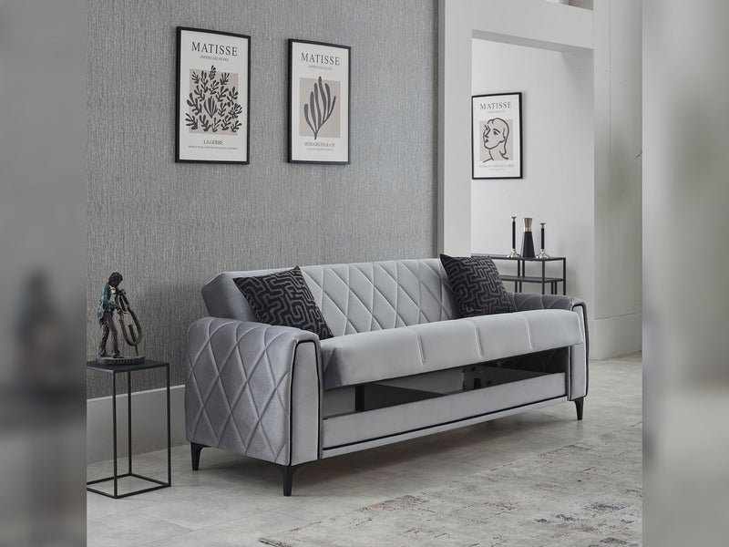 Porto Convertible Loveseat in Light Grey - 200-SIM-POR-VELVET405-2