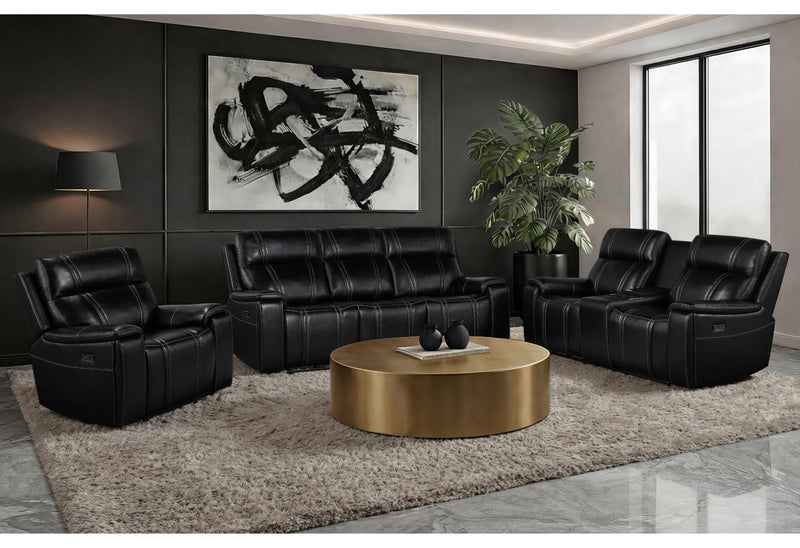 U8881/U8880 Black Leather Pwr Rec Sofa/Pwr Con Rec Loveseat/Pwr Rec - U8881/U8880-BLK LEATHER-PRS/PCRLS/PR