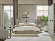 Prag Max Bedroom (Queen Frame With Headboard & Dresser With Mirror & Ottoman & 2 Nightstand) - 200-MAX-PRA-150-QB-SET
