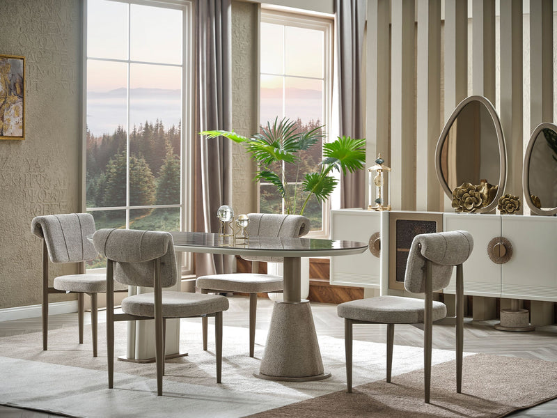 Prag Max Diningroom (Consol With Mirror & Dining Table & 6 Dining Chair) - 200-MAX-PRA-DT-6-SET