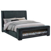 Preston Upholstered California King Audio Flame Visualizer Bed Dark Blue - 305821KW