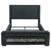 Preston Upholstered California King Audio Flame Visualizer Bed Dark Blue - 305821KW