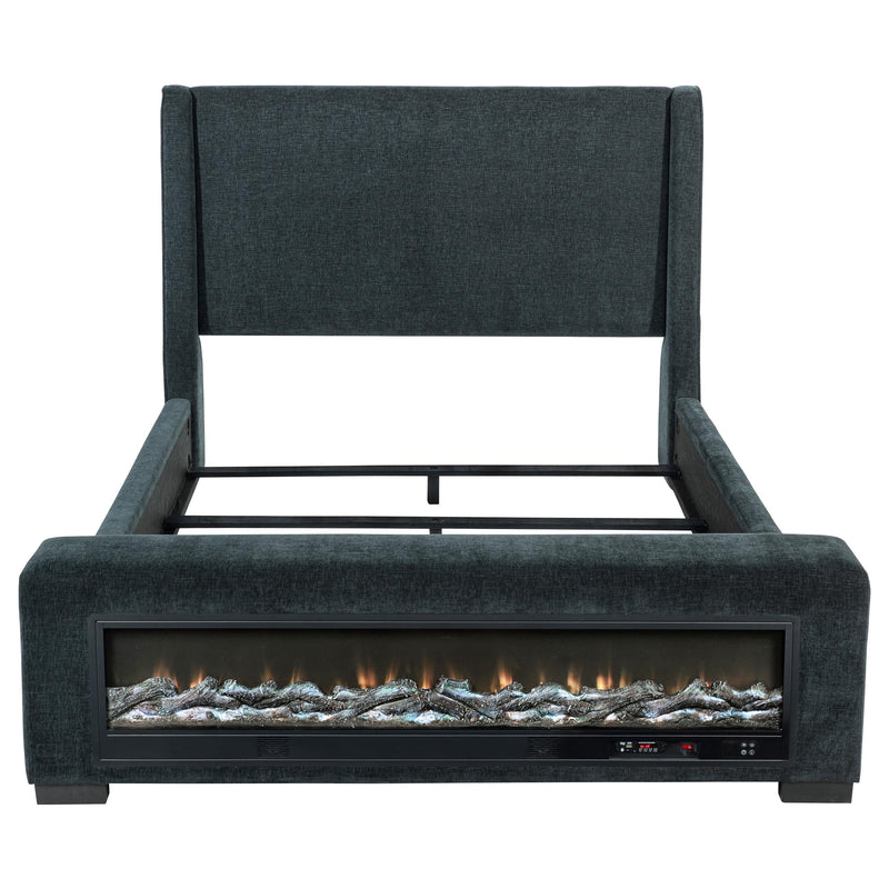 Preston Upholstered Eastern King Audio Flame Visualizer Bed Dark Blue - 305821KE