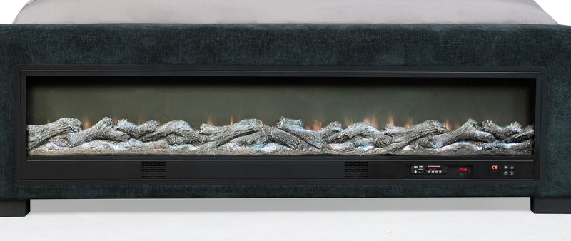 Preston Upholstered Eastern King Audio Flame Visualizer Bed Dark Blue - 305821KE