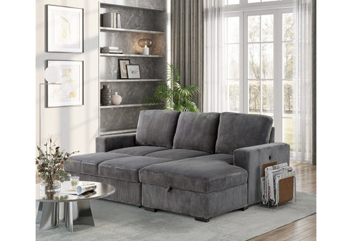 U2660 Grey L Sofa Bed Sectional With Pullout - U2660-4-GREY-L SECTIONAL W/ PULLOUT