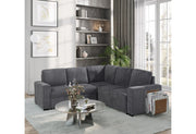U2660 Grey Sectional W/O Chaise And W/ Pullout Sofa Bed - U2660-6-GREY-SECTIONAL W/O CHAISE AND W/ PULLOUT