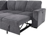 U2660 Grey Sectional W/O Chaise And W/ Pullout Sofa Bed - U2660-6-GREY-SECTIONAL W/O CHAISE AND W/ PULLOUT