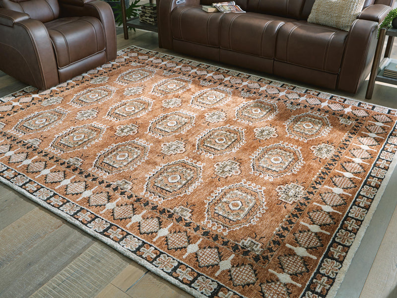 Qaabiz Sienna/Ivory/Black 7'8" x 10' Area Rug - R407521