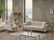 Quatro 3-pieces (Sofa & Loveseat & Chair) Livingroom in Cream - 200-SER-QUA-VELVET938-321