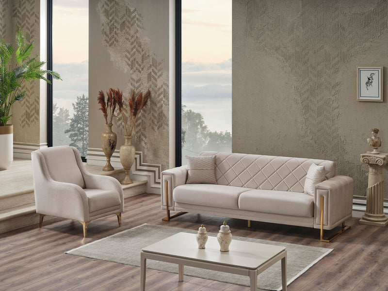 Quatro Convertible Sofa in Cream - 200-SER-QUA-VELVET938-3