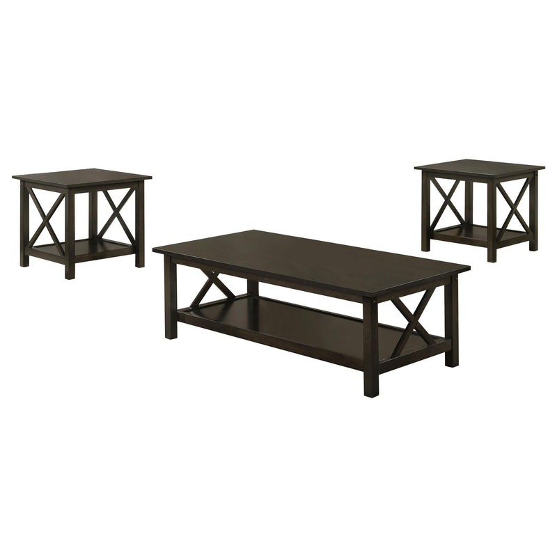 Rachelle 3-piece Rectangular Coffee Table Set Deep Merlot - 5909