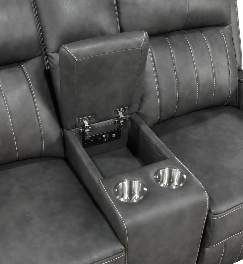 Raelynn 3-piece Upholstered Reclining Sofa Set Grey - 603191-S3