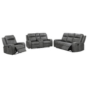 Raelynn 3-piece Upholstered Reclining Sofa Set Grey - 603191-S3