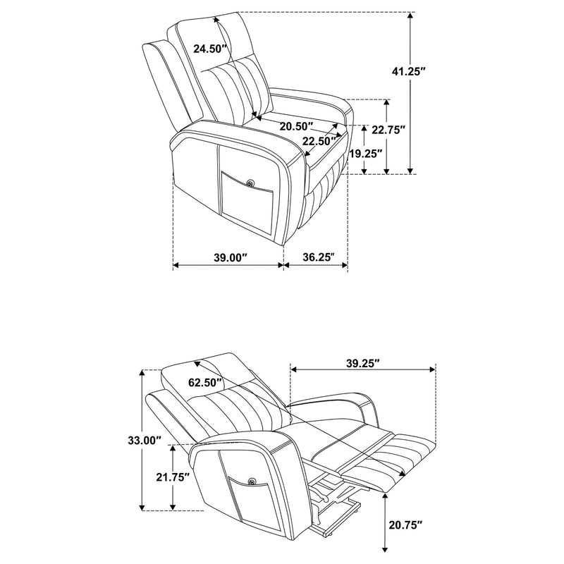 Raelynn Upholstered Power Lift Recliner Chair Grey - 603194P