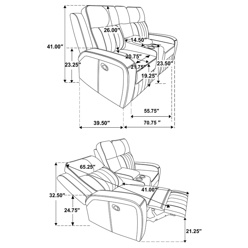 Raelynn Upholstered Track Arm Motion Loveseat Grey - 603192