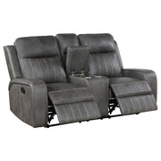 Raelynn Upholstered Track Arm Motion Loveseat Grey - 603192