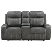 Raelynn Upholstered Track Arm Motion Loveseat Grey - 603192