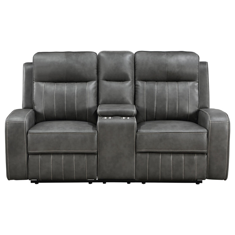Raelynn Upholstered Track Arm Motion Loveseat Grey - 603192