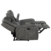 Raelynn Upholstered Track Arm Motion Loveseat Grey - 603192