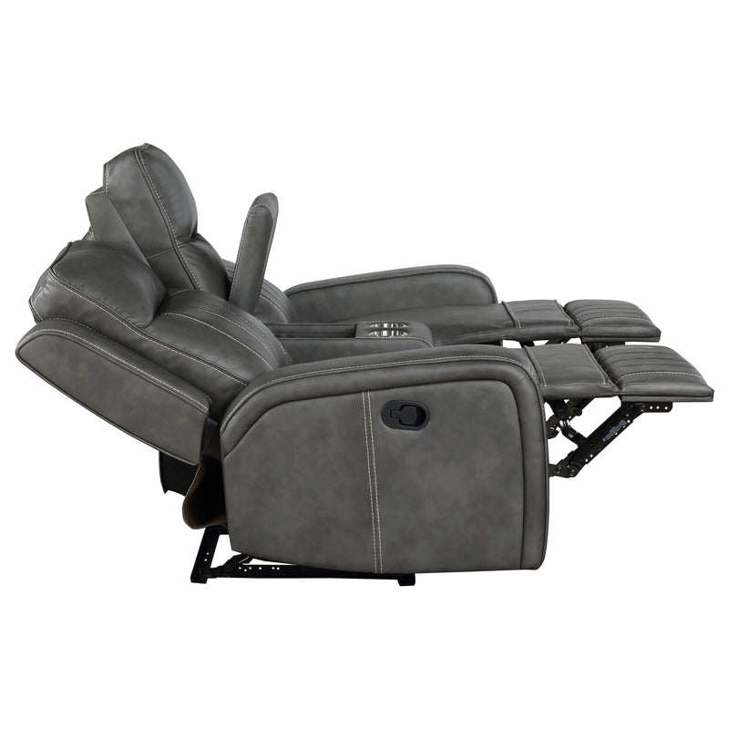 Raelynn Upholstered Track Arm Motion Loveseat Grey - 603192