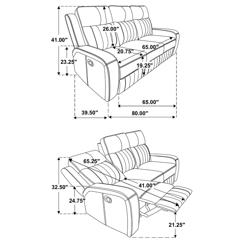 Raelynn Upholstered Track Arm Motion Sofa Grey - 603191