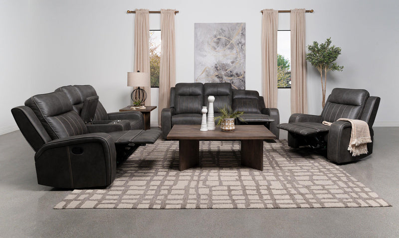 Raelynn Upholstered Track Arm Recliner Grey - 603193