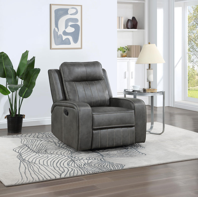 Raelynn Upholstered Track Arm Recliner Grey - 603193
