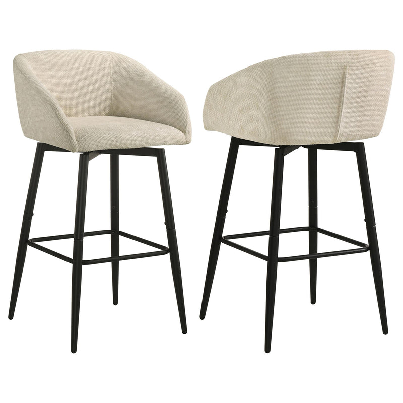 Rainer Fabric Upholstered Swivel Bar Chair Cream (Set of 2) - 182865CRM