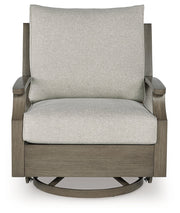 Rainier Ranch Outdoor Loveseat and 2 Chairs with Coffee Table in Brown/Beige from Ashley - DMV Furniture