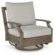 Rainier Ranch Outdoor Loveseat and 2 Chairs with Coffee Table in Brown/Beige from Ashley - DMV Furniture