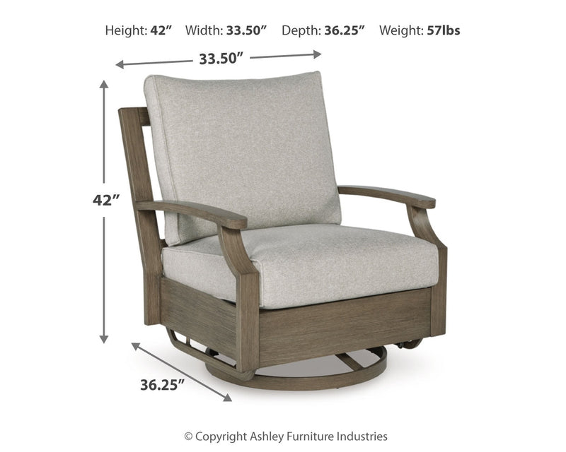 Rainier Ranch Outdoor Loveseat and 2 Chairs with Coffee Table in Brown/Beige from Ashley - DMV Furniture