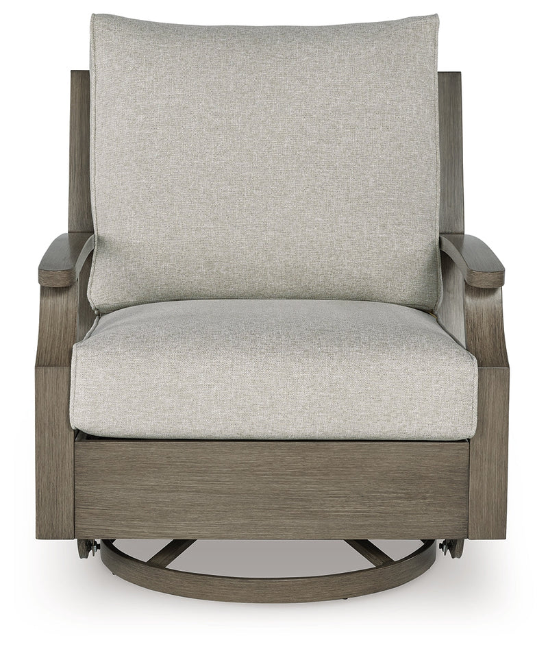 Rainier Ranch Outdoor Sofa and 2 Chairs with Coffee Table in Brown/Beige from Ashley - DMV Furniture