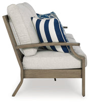 Rainier Ranch Outdoor Sofa and Loveseat in Brown/Beige from Ashley - DMV Furniture