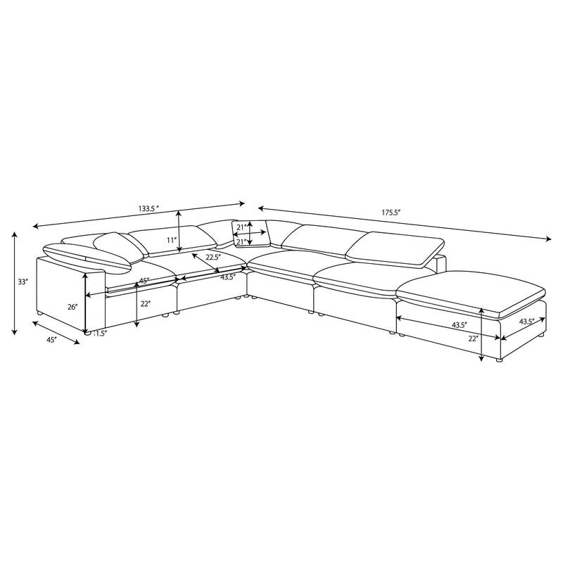 Raleigh 6-piece Boucle Upholstered Modular Sectional Ivory - 551751-SET
