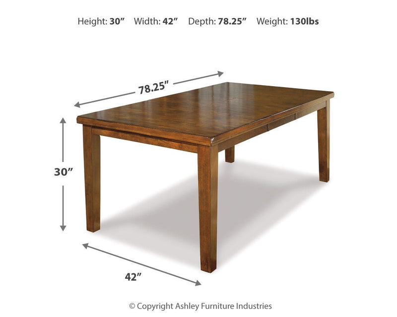 Ralene Medium Brown Dining Table and 6 Chairs and Bench - D594D10