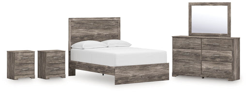 Ralinksi Full Panel Bed with Mirrored Dresser and 2 Nightstands in Gray from Ashley - DMV Furniture