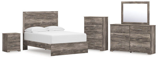 Ralinksi Full Panel Bed with Mirrored Dresser, Chest and Nightstand in Gray from Ashley - DMV Furniture