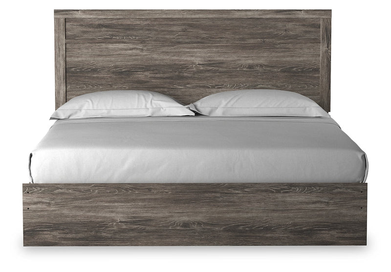 Ralinksi King Panel Bed with 2 Nightstands in Gray from Ashley - DMV Furniture