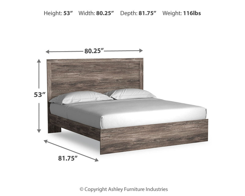 Ralinksi King Panel Bed with 2 Nightstands in Gray from Ashley - DMV Furniture