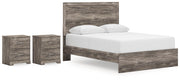 Ralinksi Queen Panel Bed with 2 Nightstands in Gray from Ashley - DMV Furniture